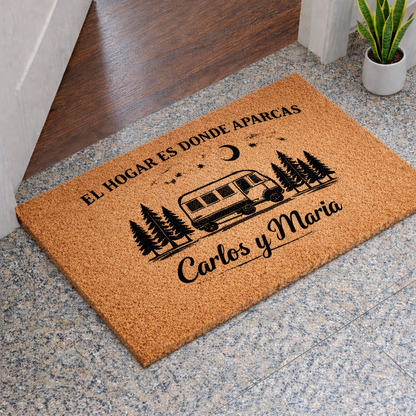 Felpudo Personalizado para Caravana y Autocaravana "El hogar es donde aparcas"