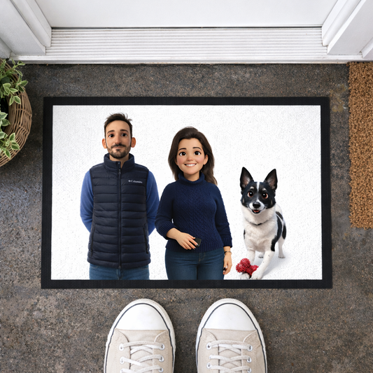 Felpudo Personalizado para familia o pareja, Dibujo animado estilo 3D