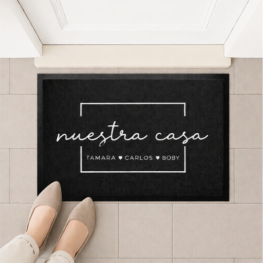 Felpudo Personalizado "nuestra casa" para familia o pareja, personalizado con nombre