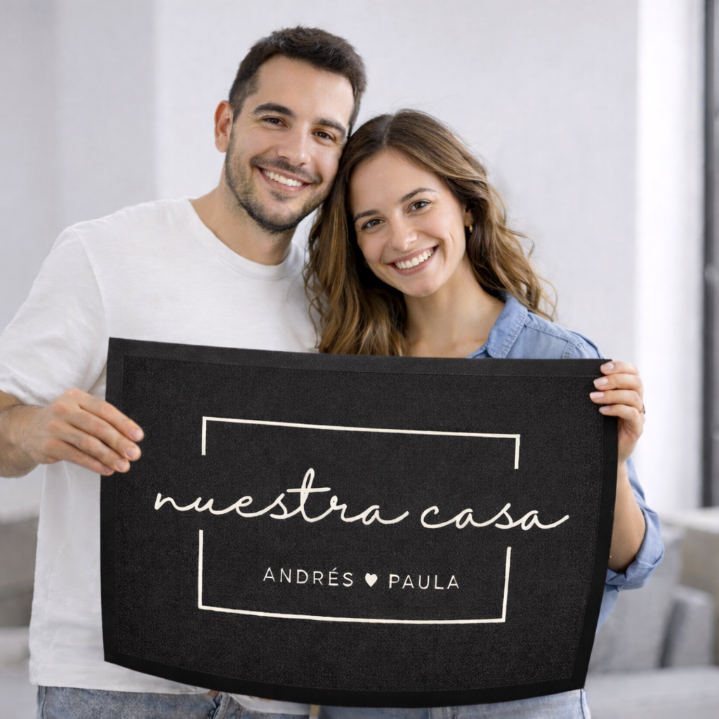 Felpudo Personalizado "nuestra casa" para familia o pareja, personalizado con nombre