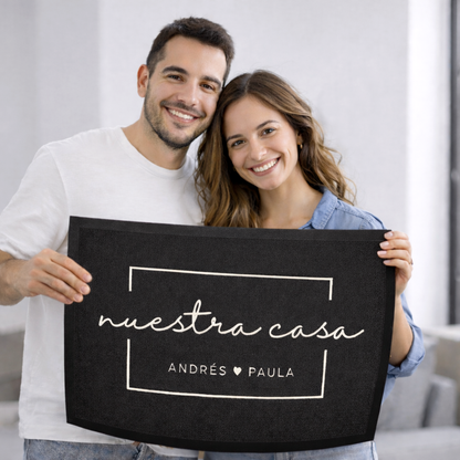 Felpudo Personalizado "nuestra casa" para familia o pareja, personalizado con nombre